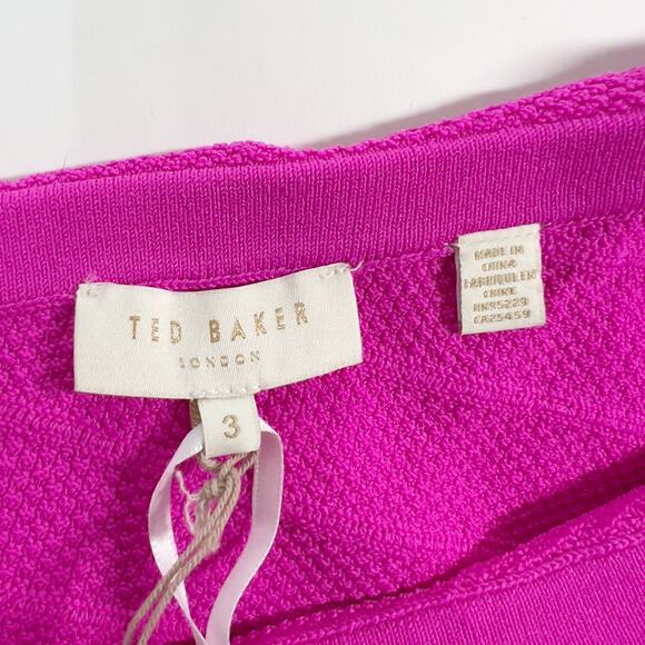 Ted Baker 8 NEW Streena Knit Skater Dress One Shoulder Hot Pink Barbie - Picture 4 of 12